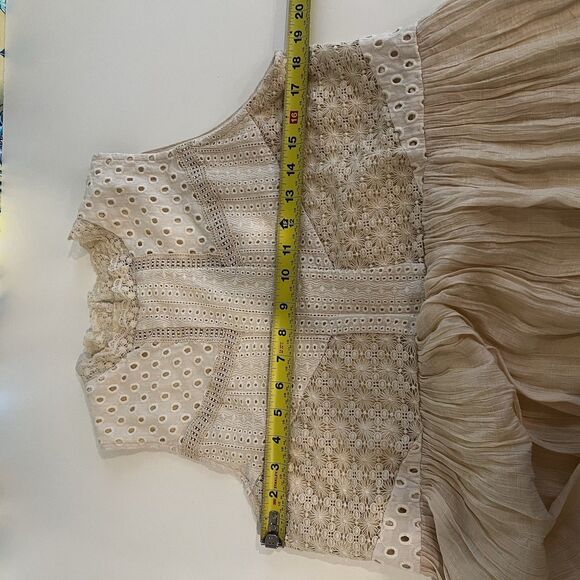 Umgee Cream Lace Peasant Babydoll Mini Dress Size M Femenine Fairy Cottage - Picture 6 of 7